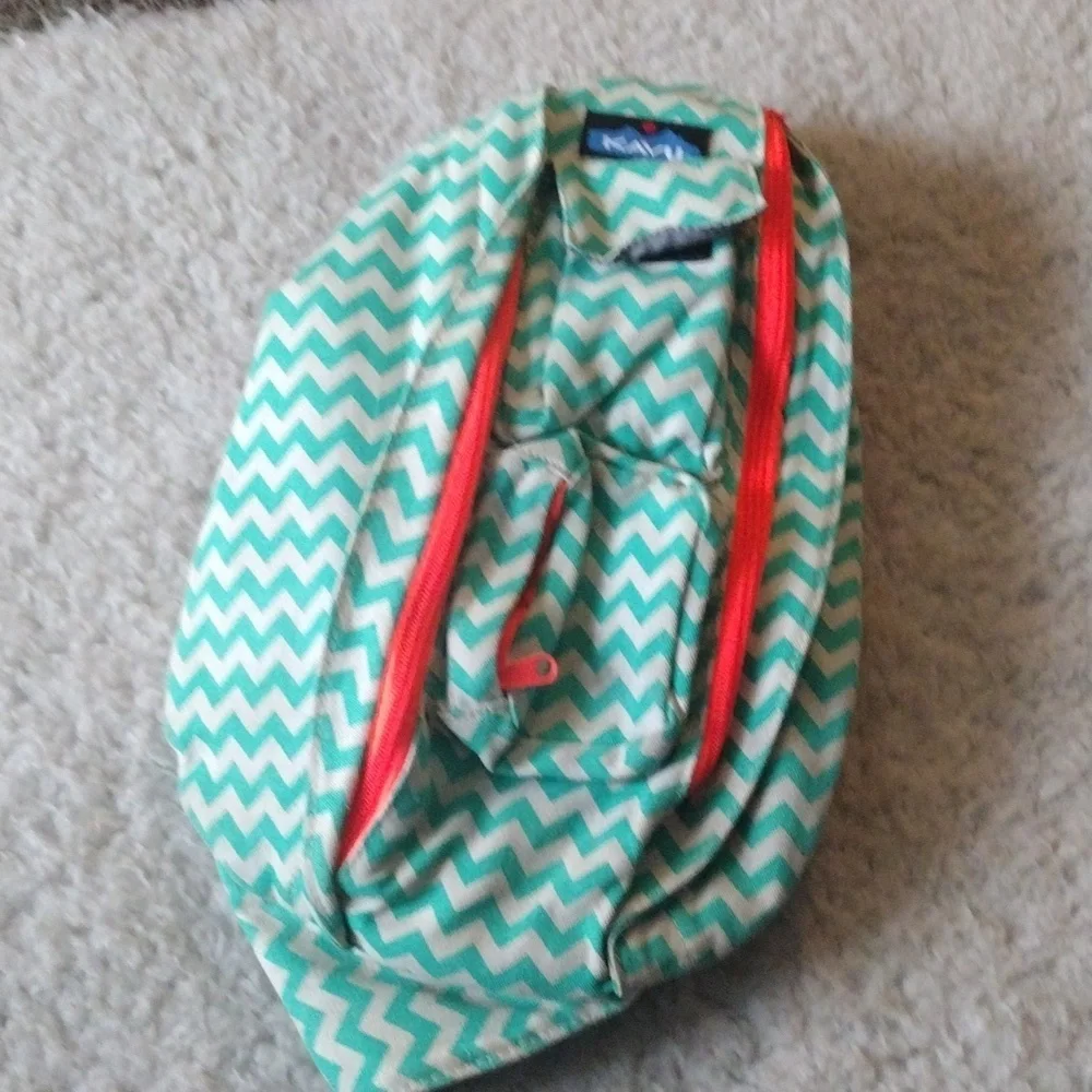 KAVU Teal Chevron Sling Bag